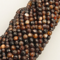 Natural Agate Beads Strands,Round,Faceted,Dark Brown,Dyed,3mm,Hole:0.8mm,about 126 pcs/strand,about 6 g/strand,5 strands/package,14.96"(38cm),XBGB05976bbml-L020