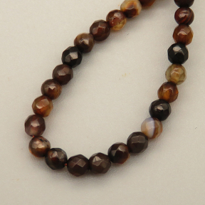Natural Agate Beads Strands,Round,Faceted,Dark Brown,Dyed,3mm,Hole:0.8mm,about 126 pcs/strand,about 6 g/strand,5 strands/package,14.96"(38cm),XBGB05976bbml-L020