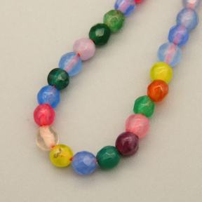Natural Agate Beads Strands,Round,Faceted,Color Mixing,Dyed,3mm,Hole:0.8mm,about 126 pcs/strand,about 6 g/strand,5 strands/package,14.96"(38cm),XBGB05982bbml-L020