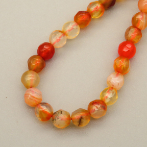 Natural Agate Beads Strands,Round,Faceted,Orange Red,3mm,Hole:0.8mm,about 126 pcs/strand,about 6 g/strand,5 strands/package,14.96"(38cm)