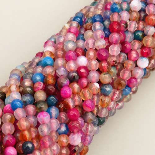 Natural Agate Beads Strands,Round,Faceted,Color Pink Purple,3mm,Hole:0.8mm,about 126 pcs/strand,about 6 g/strand,5 strands/package,14.96"(38cm)