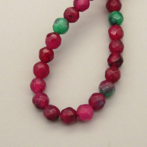 Natural Agate Beads Strands,Round,Faceted,Red and Green,4mm,Hole:0.8mm,about 95 pcs/strand,about 9 g/strand,5 strands/package,14.96"(38cm)