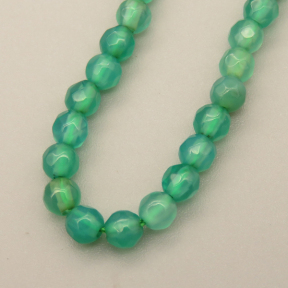 Natural Agate Beads Strands,Round,Faceted,Grass Green,4mm,Hole:0.8mm,about 95 pcs/strand,about 9 g/strand,5 strands/package,14.96"(38cm)