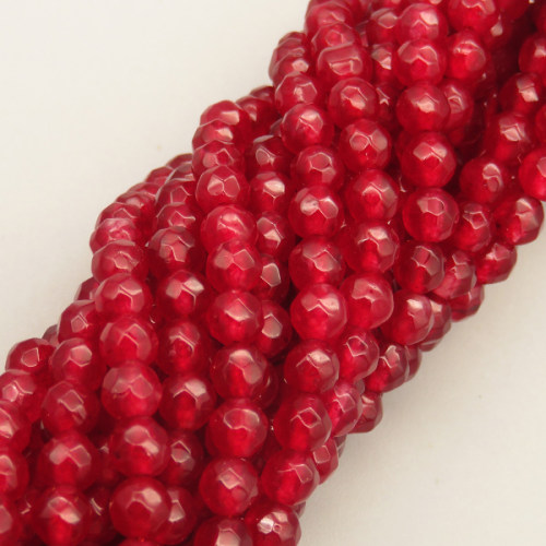 Natural Agate Beads Strands,Round,Faceted,Red Wine,4mm,Hole:0.8mm,about 95 pcs/strand,about 9 g/strand,5 strands/package,14.96"(38cm)
