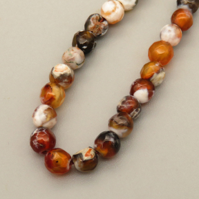 Natural Fire Agate Beads Strands,Round,Faceted,Brown Black,4mm,Hole:0.8mm,about 95 pcs/strand,about 9 g/strand,5 strands/package,14.96"(38cm)