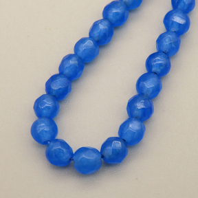 Natural Agate Beads Strands,Round,Faceted,Royal Blue,4mm,Hole:0.8mm,about 95 pcs/strand,about 9 g/strand,5 strands/package,14.96"(38cm)