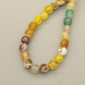Natural Fire Agate Beads Strands,Round,Faceted,Yellow Green Brown,4mm,Hole:0.8mm,about 95 pcs/strand,about 9 g/strand,5 strands/package,14.96"(38cm)