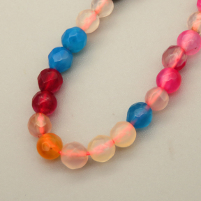 Natural Agate Beads Strands,Round,Faceted,Mixed Color Pink Blue Purple,4mm,Hole:0.8mm,about 95 pcs/strand,about 9 g/strand,5 strands/package,14.96"(38cm)