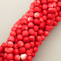 Natural Agate Beads Strands,Round,Faceted,Apple Red,4mm,Hole:0.8mm,about 95 pcs/strand,about 9 g/strand,5 strands/package,14.96"(38cm)