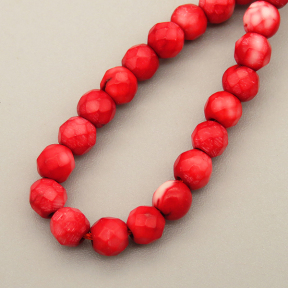 Natural Agate Beads Strands,Round,Faceted,Apple Red,4mm,Hole:0.8mm,about 95 pcs/strand,about 9 g/strand,5 strands/package,14.96"(38cm)