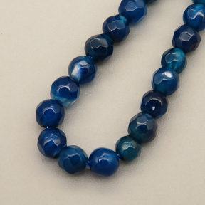 Natural Agate Beads Strands,Round,Faceted,Royal Blue,4mm,Hole:0.8mm,about 95 pcs/strand,about 9 g/strand,5 strands/package,14.96"(38cm)
