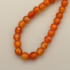 Natural Agate Beads Strands,Round,Faceted,Orange,4mm,Hole:0.8mm,about 95 pcs/strand,about 9 g/strand,5 strands/package,14.96"(38cm)
