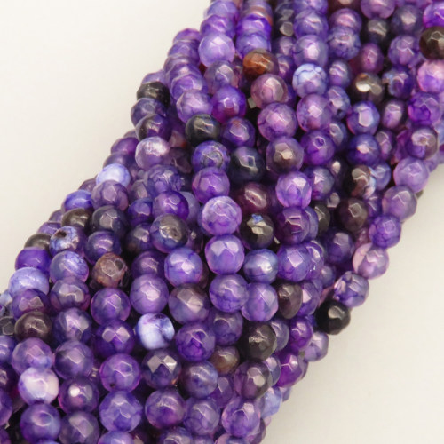 Natural Agate Beads Strands,Round,Faceted,Purple Blue,4mm,Hole:0.8mm,about 95 pcs/strand,about 9 g/strand,5 strands/package,14.96"(38cm)