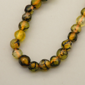 Natural Dragon Veins Agate Beads Strands,Round,Faceted,Tawny Yellow,4mm,Hole:0.8mm,about 95 pcs/strand,about 9 g/strand,5 strands/package,14.96"(38cm)