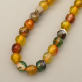 Natural Agate Beads Strands,Round,Faceted,Yellow Green Brown,4mm,Hole:0.8mm,about 95 pcs/strand,about 9 g/strand,5 strands/package,14.96"(38cm)