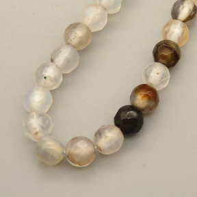 Natural Agate Beads Strands,Round,Faceted,White Rice Dumplings,4mm,Hole:0.8mm,about 95 pcs/strand,about 9 g/strand,5 strands/package,14.96"(38cm)