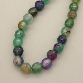 Natural Agate Beads Strands,Round,Faceted,Purple Light Green,4mm,Hole:0.8mm,about 95 pcs/strand,about 9 g/strand,5 strands/package,14.96"(38cm)