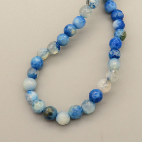 Natural Agate Beads Strands,Round,Faceted,Light Royal Blue,4mm,Hole:0.8mm,about 95 pcs/strand,about 9 g/strand,5 strands/package,14.96"(38cm)