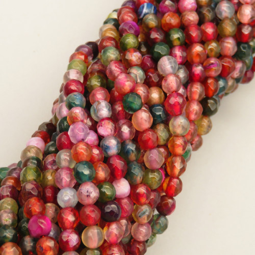 Natural Colored Agate Beads Strands,Round,Faceted,Purple Wine Red Dark Green,4mm,Hole:0.8mm,about 95 pcs/strand,about 9 g/strand,5 strands/package,14.96"(38cm)