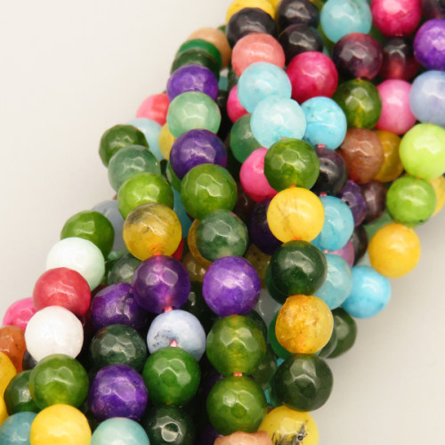 Natural Agate Beads Strands,Round,Faceted,Mixed Color,6mm,Hole:0.8mm,about 63 pcs/strand,约 22 g/strand,5 strands/package,14.96"(38cm),XBGB06310ablb-L020