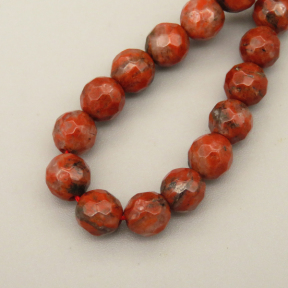 Natural Red Jasper Beads Strands,Round,Faceted,Brick Red,6mm,Hole:0.8mm,about 63 pcs/strand,约 22 g/strand,5 strands/package,14.96"(38cm),XBGB06322ablb-L020