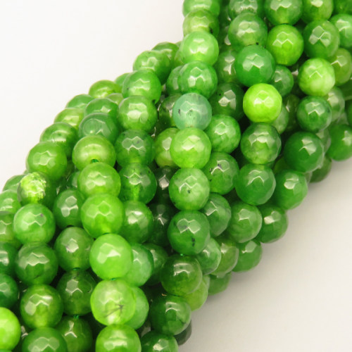 Natural Agate Beads Strands,Round,Faceted,Grass Green,6mm,Hole:0.8mm,about 63 pcs/strand,约 22 g/strand,5 strands/package,14.96"(38cm),XBGB06326ablb-L020