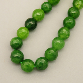 Natural Agate Beads Strands,Round,Faceted,Grass Green,6mm,Hole:0.8mm,about 63 pcs/strand,约 22 g/strand,5 strands/package,14.96"(38cm),XBGB06326ablb-L020