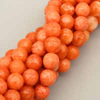 Natural Agate Beads Strands,Round,Faceted,Orange Red,6mm,Hole:0.8mm,about 63 pcs/strand,约 22 g/strand,5 strands/package,14.96"(38cm),XBGB06328ablb-L020
