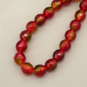 Natural Agate Beads Strands,Round,Faceted,Red and Yellow Two-Color,6mm,Hole:0.8mm,about 63 pcs/strand,约 22 g/strand,5 strands/package,14.96"(38cm),XBGB06332ablb-L020
