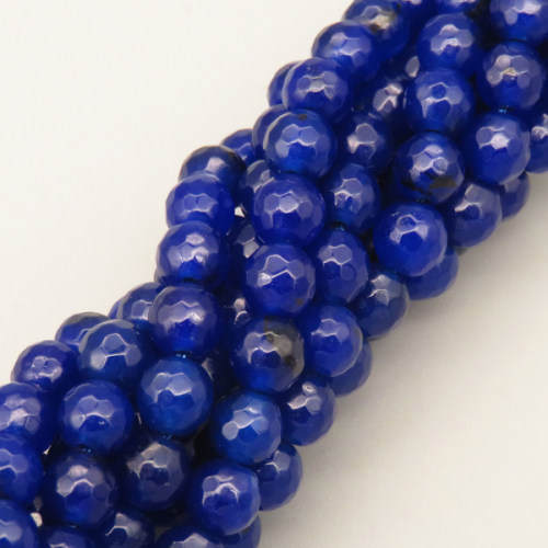 Natural Agate Beads Strands,Round,Faceted,Royal Blue,6mm,Hole:0.8mm,about 63 pcs/strand,约 22 g/strand,5 strands/package,14.96"(38cm),XBGB06356ablb-L020