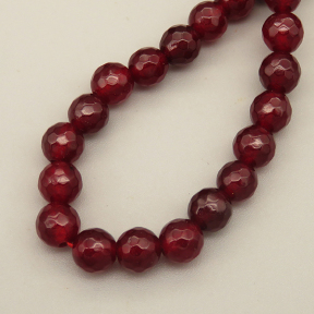 Natural Agate Beads Strands,Round,Faceted,Deep Burgundy,6mm,Hole:0.8mm,about 63 pcs/strand,约 22 g/strand,5 strands/package,14.96"(38cm),XBGB06364ablb-L020