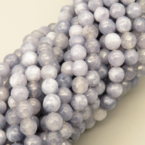 Natural Agate Beads Strands,Round,Faceted,Cyan Blue,6mm,Hole:0.8mm,about 63 pcs/strand,约 22 g/strand,5 strands/package,14.96"(38cm),XBGB06368ablb-L020