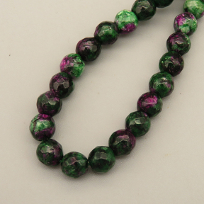 Natural Agate Beads Strands,Round,Faceted,Flower Green,6mm,Hole:0.8mm,about 63 pcs/strand,约 22 g/strand,5 strands/package,14.96"(38cm),XBGB06374ablb-L020