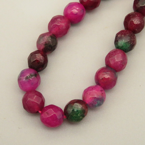 Natural Agate Beads Strands,Round,Faceted,Red and Green,6mm,Hole:0.8mm,about 63 pcs/strand,约 22 g/strand,5 strands/package,14.96"(38cm),XBGB06384ablb-L020