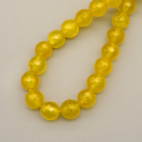 Natural Agate Beads Strands,Round,Faceted,Yellow,6mm,Hole:0.8mm,about 63 pcs/strand,约 22 g/strand,5 strands/package,14.96"(38cm),XBGB06390ablb-L020