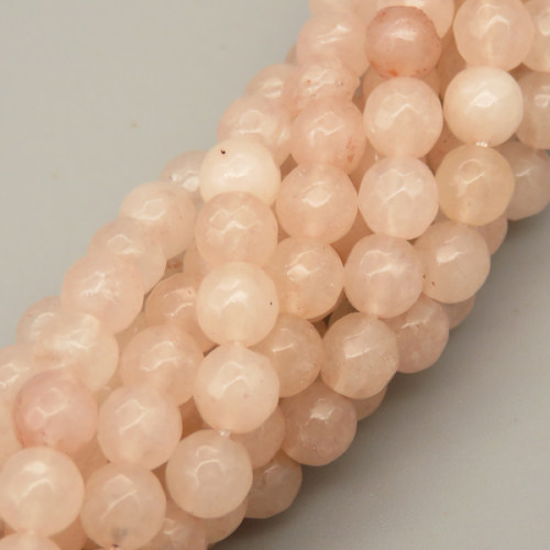 Natural Agate Beads Strands,Round,Faceted,Light Pink,6mm,Hole:0.8mm,about 63 pcs/strand,约 22 g/strand,5 strands/package,14.96"(38cm),XBGB06392ablb-L020