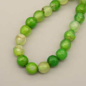 Natural Agate Beads Strands,Round,Faceted,Grass Green,6mm,Hole:0.8mm,about 63 pcs/strand,约 22 g/strand,5 strands/package,14.96"(38cm),XBGB06394ablb-L020
