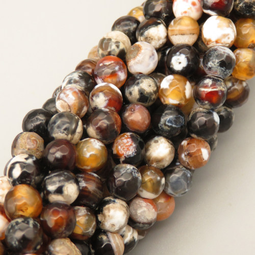 Natural Agate Beads Strands,Round,Faceted,Dark Brown,6mm,Hole:0.8mm,about 63 pcs/strand,约 22 g/strand,5 strands/package,14.96"(38cm),XBGB06396ablb-L020