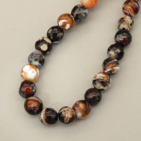 Natural Agate Beads Strands,Round,Faceted,Dark Brown,6mm,Hole:0.8mm,about 63 pcs/strand,约 22 g/strand,5 strands/package,14.96"(38cm),XBGB06396ablb-L020
