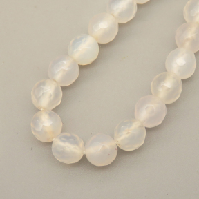 Natural Agate Beads Strands,Round,Faceted,Off White,6mm,Hole:0.8mm,about 63 pcs/strand,约 22 g/strand,5 strands/package,14.96"(38cm),XBGB06400ablb-L020