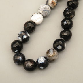 Natural Agate Beads Strands,Round,Faceted,Black and White,6mm,Hole:0.8mm,about 63 pcs/strand,约 22 g/strand,5 strands/package,14.96"(38cm),XBGB06404ablb-L020