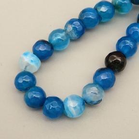 Natural Agate Beads Strands,Round,Faceted,Blue,6mm,Hole:0.8mm,about 63 pcs/strand,约 22 g/strand,5 strands/package,14.96"(38cm),XBGB06412ablb-L020