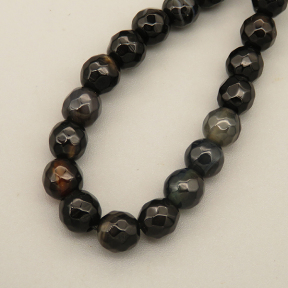 Natural Agate Beads Strands,Round,Faceted,Black,6mm,Hole:0.8mm,about 63 pcs/strand,约 22 g/strand,5 strands/package,14.96"(38cm),XBGB06414ablb-L020