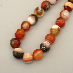 Natural Agate Beads Strands,Round,Faceted,Brown Grey,6mm,Hole:0.8mm,about 63 pcs/strand,约 22 g/strand,5 strands/package,14.96"(38cm),XBGB06424ablb-L020