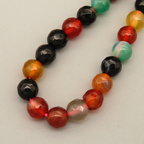 Natural Agate Beads Strands,Round,Faceted,Mixed Color,6mm,Hole:0.8mm,about 63 pcs/strand,约 22 g/strand,5 strands/package,14.96"(38cm),XBGB06426ablb-L020
