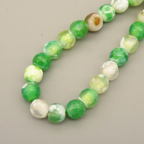 Natural Agate Beads Strands,Round,Faceted,Green Yellow,6mm,Hole:0.8mm,about 63 pcs/strand,约 22 g/strand,5 strands/package,14.96"(38cm),XBGB06430ablb-L020