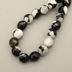 Natural Agate Beads Strands,Round,Faceted,Black and white,6mm,Hole:0.8mm,about 63 pcs/strand,约 22 g/strand,5 strands/package,14.96"(38cm),XBGB06434ablb-L020