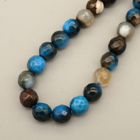 Natural Agate Beads Strands,Round,Faceted,Blue Brown,6mm,Hole:0.8mm,about 63 pcs/strand,约 22 g/strand,5 strands/package,14.96"(38cm),XBGB06436ablb-L020