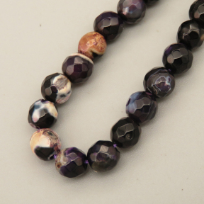 Natural Agate Beads Strands,Round,Faceted,Purple Black,6mm,Hole:0.8mm,about 63 pcs/strand,约 22 g/strand,5 strands/package,14.96"(38cm),XBGB06444ablb-L020