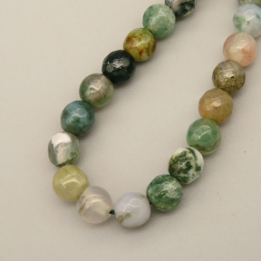 Natural Agate Beads Strands,Round,Faceted,Grass Green,6mm,Hole:0.8mm,about 63 pcs/strand,约 22 g/strand,5 strands/package,14.96"(38cm),XBGB06446ablb-L020